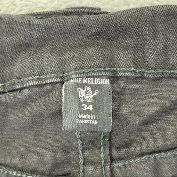 True Religion NWT Men's Size 36x30 Black Denim Relaxes Flared Jeans Zipper Fly - Picture 2 of 10